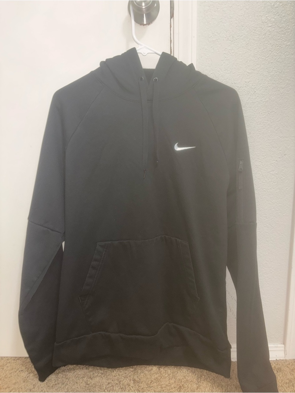 Nike Boys Black Pullover Hoodie with Swoosh